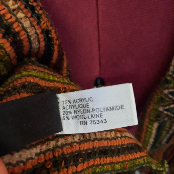 Filatess retro funky striped wool blend long scarf with fringe - Picture 8 of 9